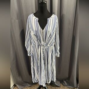 Torrid striped zip front drawstring, shirt, dress size one